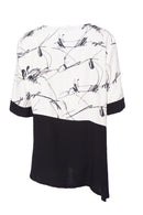 Contrast Front Hem Print Top - White/black