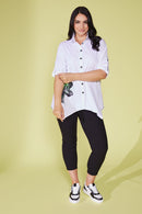 Placement Print Shirt - White/green