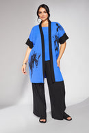 Side Print Pleated Wave Jacket - Cobalt/black