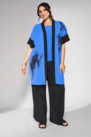 Side Print Pleated Wave Jacket - Cobalt/black