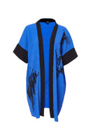 Side Print Pleated Wave Jacket - Cobalt/black