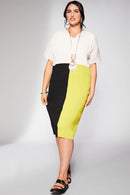 Block Colour Wave Pleated Dress - Olive