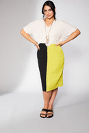 Block Colour Wave Pleated Dress - Olive