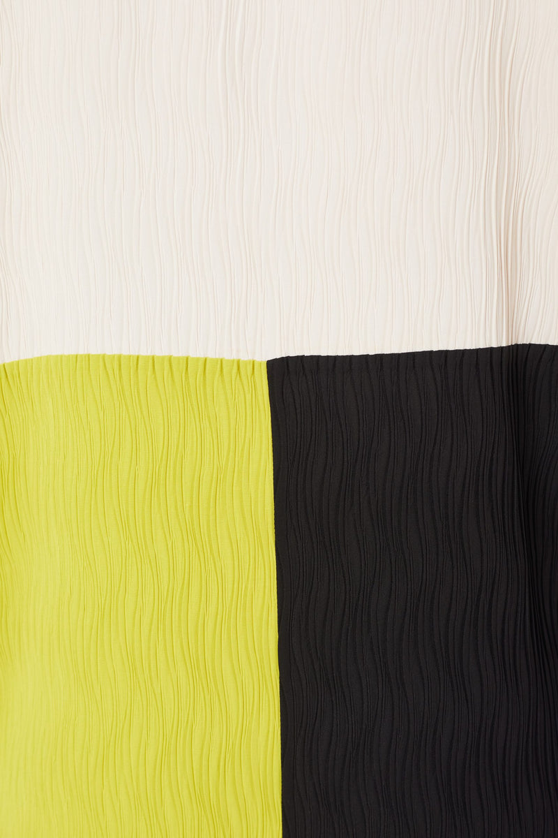 Block Colour Wave Pleated Dress - Olive