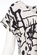 PRINT DRESS/CONTRAST UNDERSIDE - Black/sand
