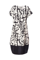 PRINT DRESS/CONTRAST UNDERSIDE - Black/sand