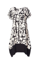PRINT DRESS/CONTRAST UNDERSIDE - Black/sand