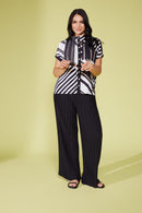 Button Throught Stripe Jacket - Black/mink