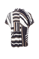 Button Throught Stripe Jacket - Black/mink