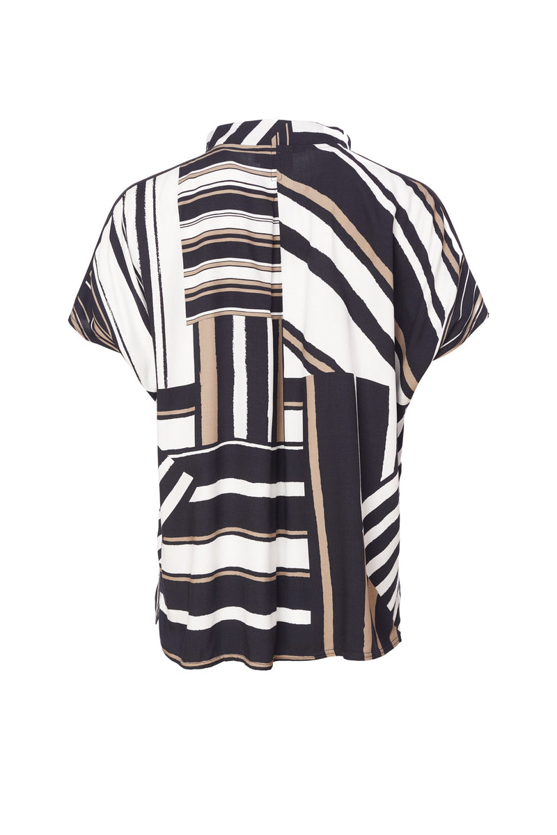 Button Throught Stripe Jacket - Black/mink