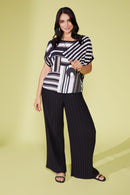 Batwing Stripe Top - Black/mink