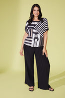 Batwing Stripe Top - Black/mink