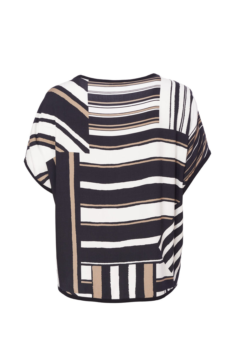 Batwing Stripe Top - Black/mink