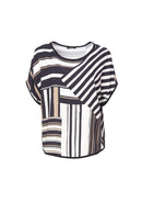 Batwing Stripe Top - Black/mink
