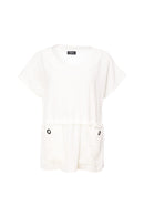 Front Pockets Embossed Top - Cream