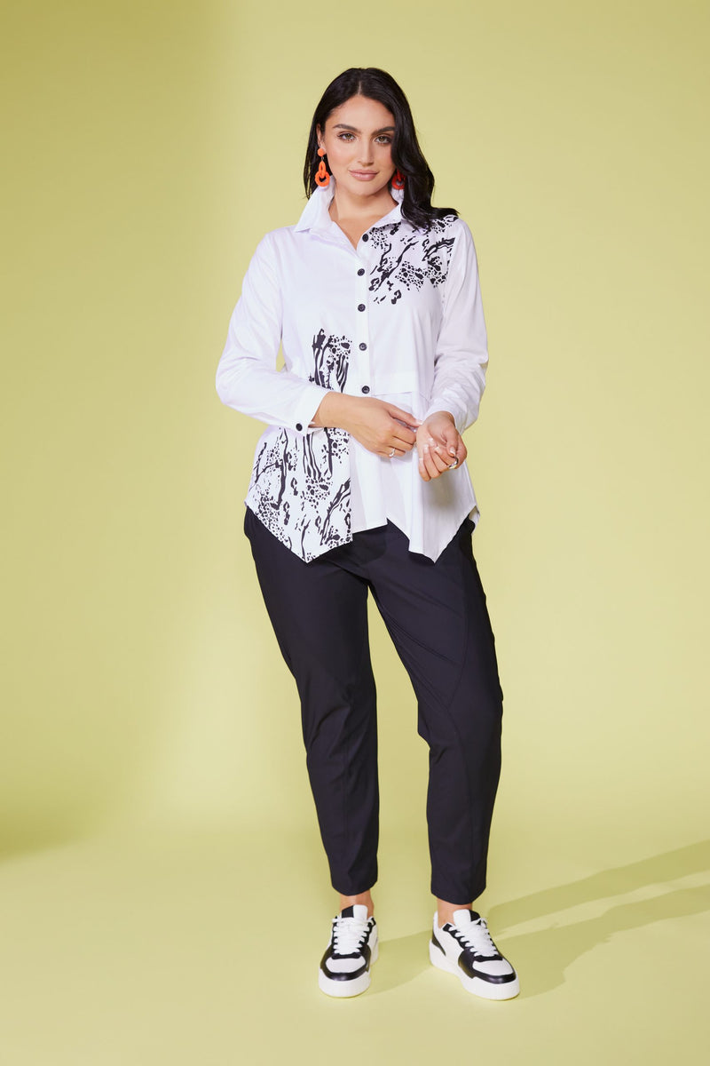 Animal Print Shirt - White/black