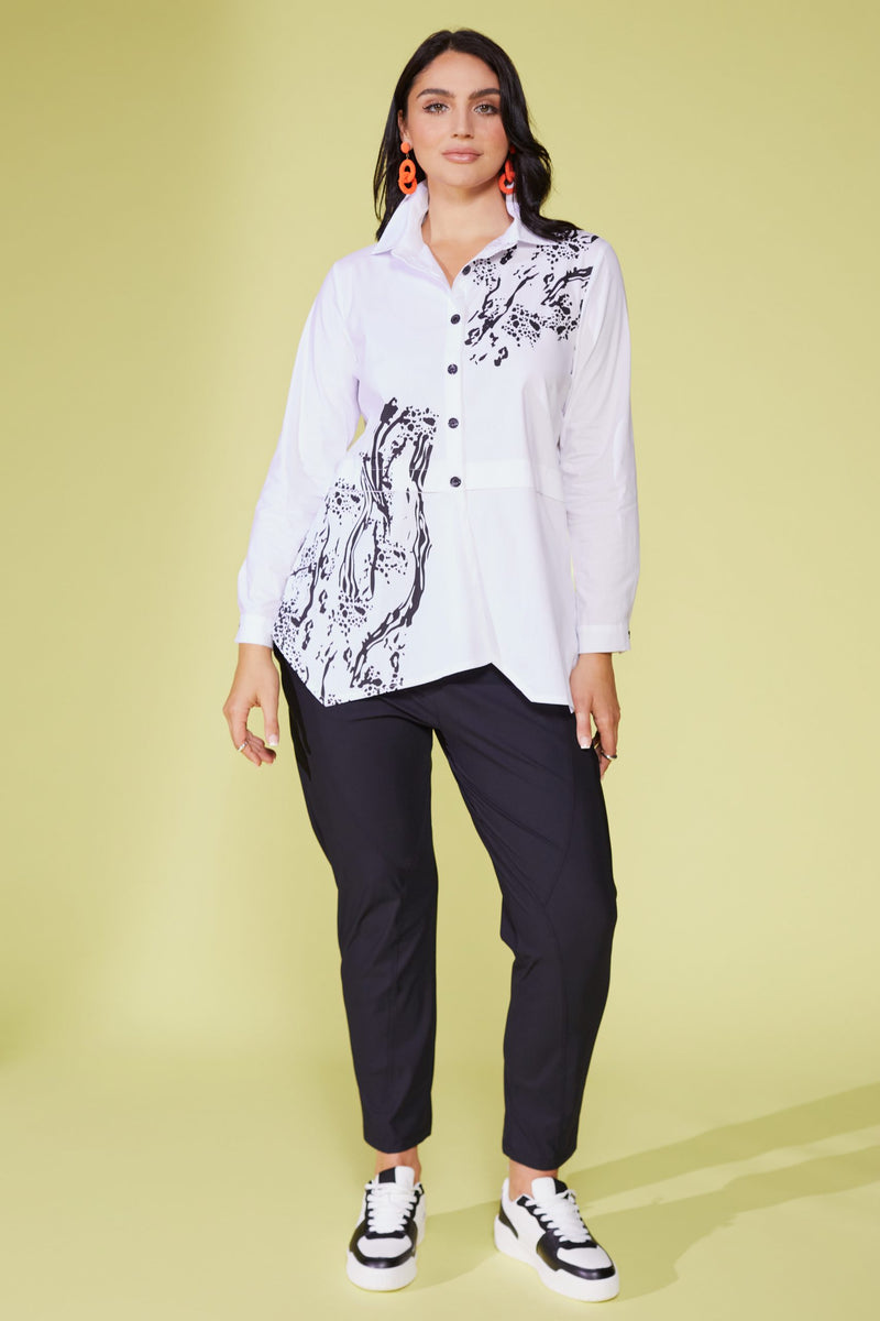Animal Print Shirt - White/black
