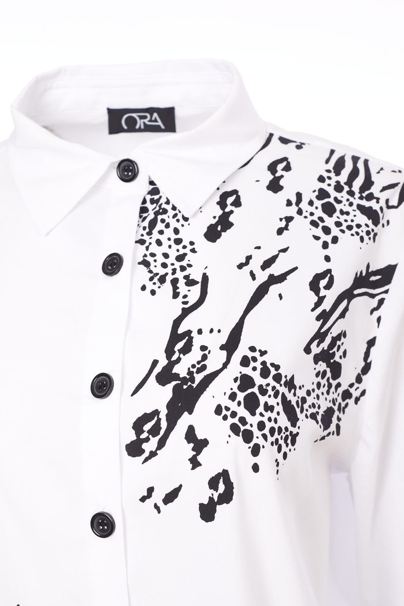 Animal Print Shirt - White/black