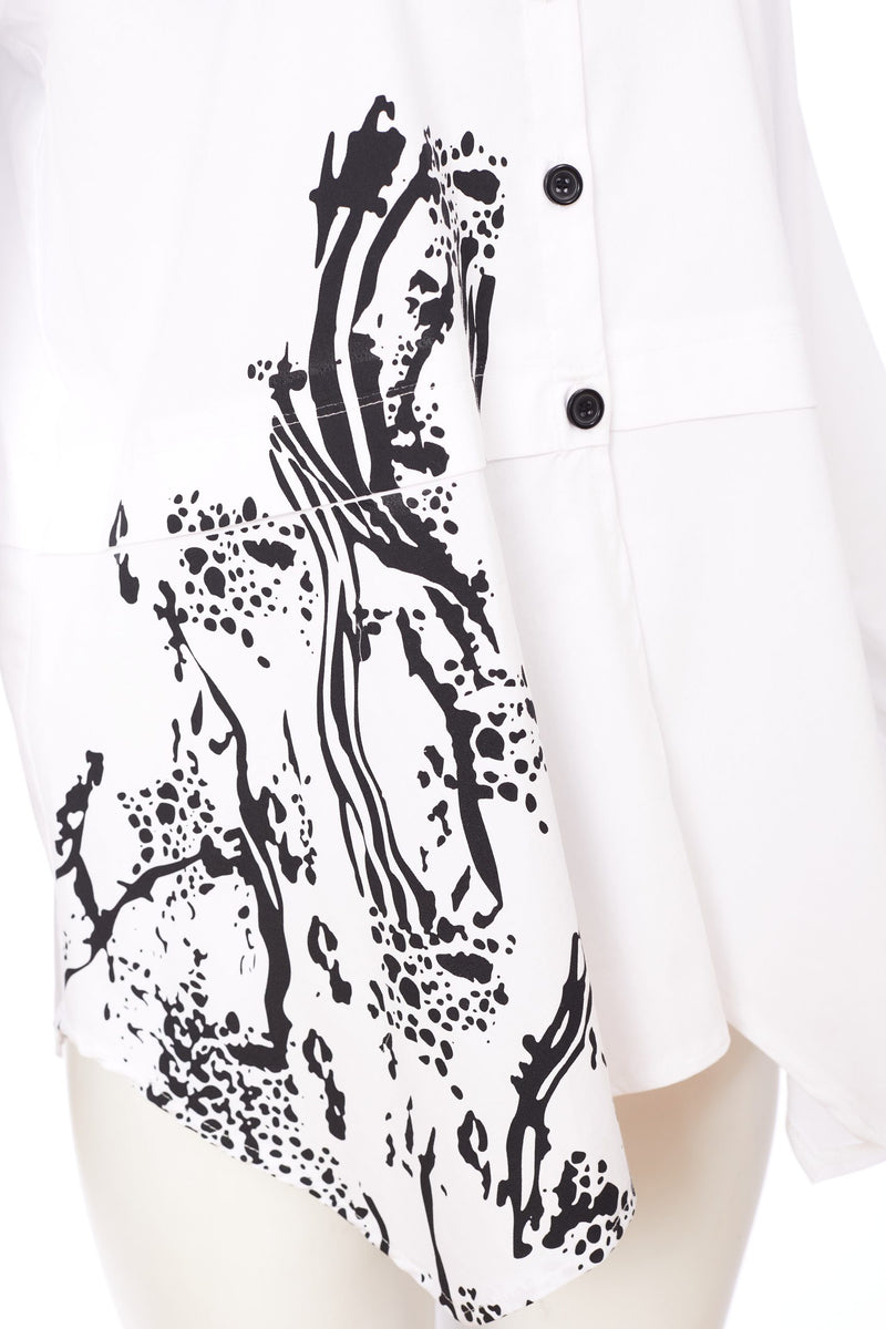 Animal Print Shirt - White/black