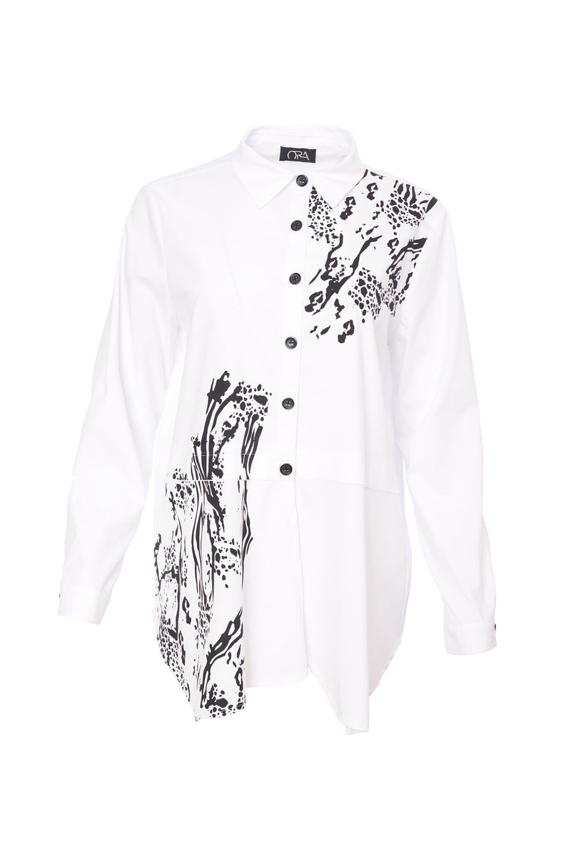 Animal Print Shirt - White/black