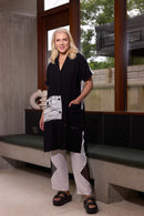 Contract Jacquard Section Coat - Black/white