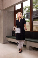 Contract Jacquard Section Coat - Black/white