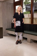 Contract Jacquard Section Coat - Black/white