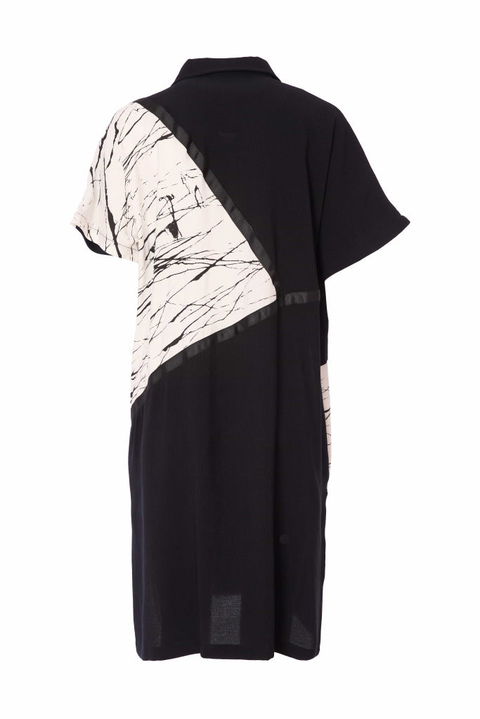 Contract Jacquard Section Coat - Black/white