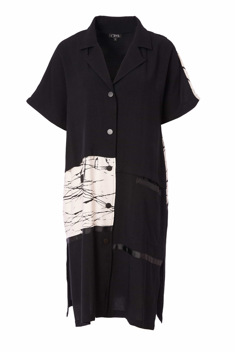 Contract Jacquard Section Coat - Black/white