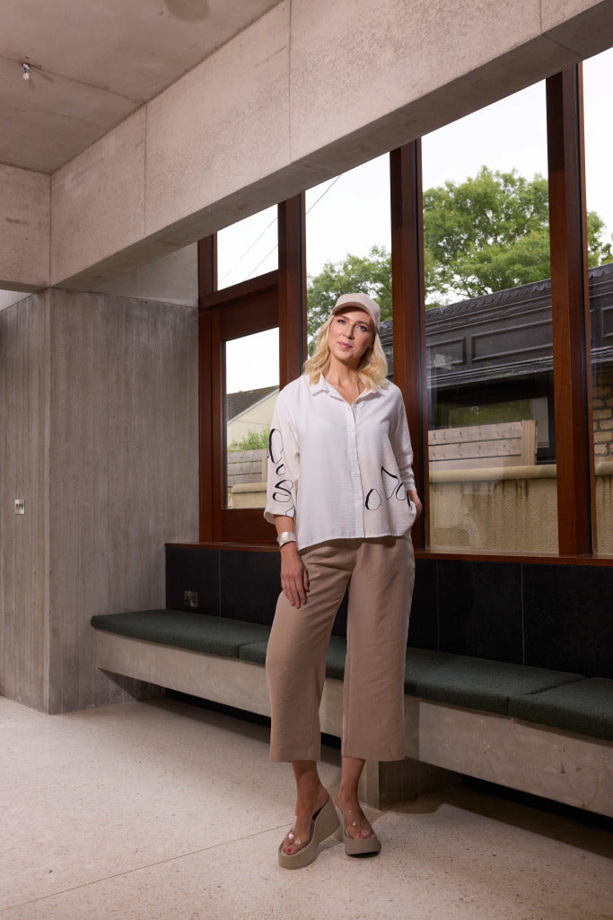 Ora Wide Leg Trouser - Stone