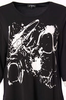 PLACEMENT PRINT DRESS WITH CONTRAST CUFF/PANEL - Black/white