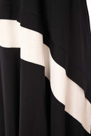 PLACEMENT PRINT DRESS WITH CONTRAST CUFF/PANEL - Black/white