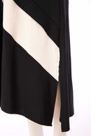 PLACEMENT PRINT DRESS WITH CONTRAST CUFF/PANEL - Black/white