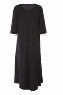 PLACEMENT PRINT DRESS WITH CONTRAST CUFF/PANEL - Black/white