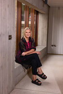 MESH TUNIC WITH CONTRAST TRIMS PLUS CAMI - Black/azalra