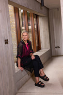 MESH TUNIC WITH CONTRAST TRIMS PLUS CAMI - Black/azalra