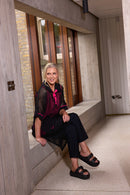 MESH TUNIC WITH CONTRAST TRIMS PLUS CAMI - Black/azalra