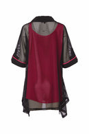 MESH TUNIC WITH CONTRAST TRIMS PLUS CAMI - Black/azalra