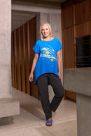 ROUND NECK TUNIC CURVED HEMLINE - Dazzling Blue