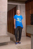 ROUND NECK TUNIC CURVED HEMLINE - Dazzling Blue