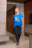 ROUND NECK TUNIC CURVED HEMLINE - Dazzling Blue
