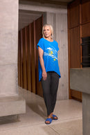 ROUND NECK TUNIC CURVED HEMLINE - Dazzling Blue