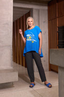 ROUND NECK TUNIC CURVED HEMLINE - Dazzling Blue