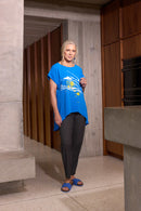 ROUND NECK TUNIC CURVED HEMLINE - Dazzling Blue