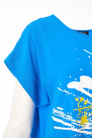 ROUND NECK TUNIC CURVED HEMLINE - Dazzling Blue