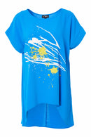 ROUND NECK TUNIC CURVED HEMLINE - Dazzling Blue