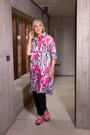 Long Line Print Shirt - Azalra Pink