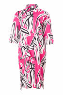 Long Line Print Shirt - Azalra Pink