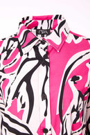 Long Line Print Shirt - Azalra Pink