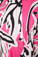Long Line Print Shirt - Azalra Pink